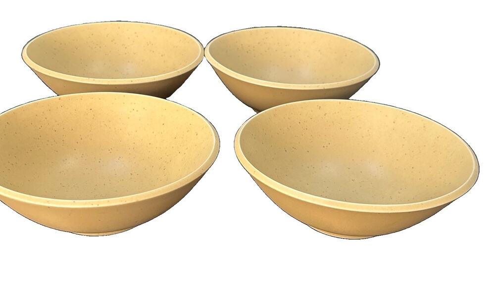 4 Calvin Klein The Khaki Collection Cargo Yellow Soup Bowls 7”x2 1/4” Minimalist